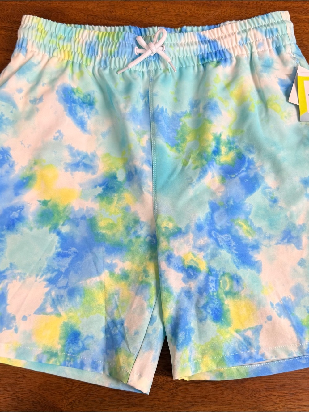 Brand New- Cabana by Crown + Ivy Kids Blue & Yellow Tie-Dye Swim Shorts